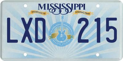 MS license plate LXD215