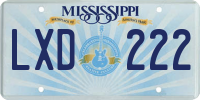MS license plate LXD222