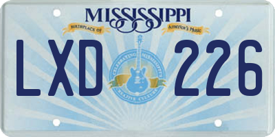 MS license plate LXD226