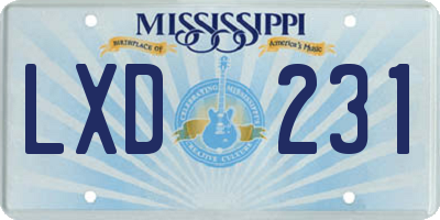 MS license plate LXD231
