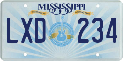 MS license plate LXD234