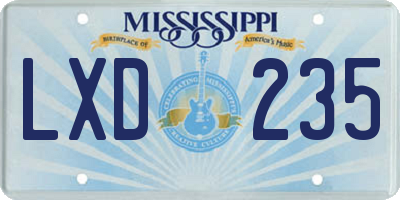 MS license plate LXD235