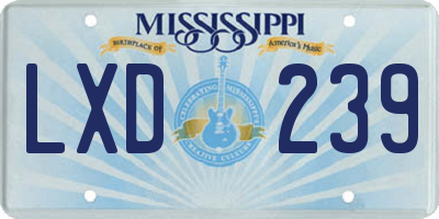 MS license plate LXD239