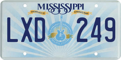 MS license plate LXD249