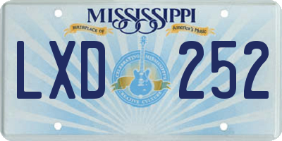 MS license plate LXD252