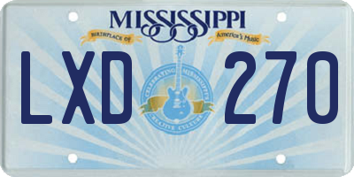 MS license plate LXD270