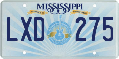 MS license plate LXD275