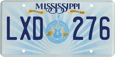 MS license plate LXD276