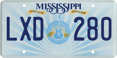 MS license plate LXD280