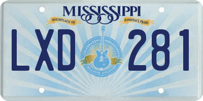 MS license plate LXD281
