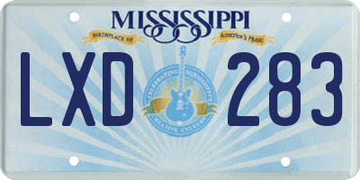MS license plate LXD283