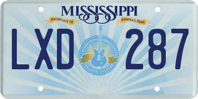 MS license plate LXD287