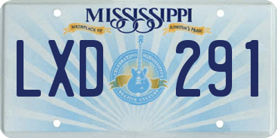 MS license plate LXD291