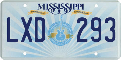 MS license plate LXD293