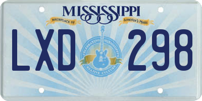 MS license plate LXD298