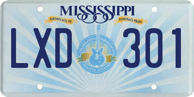 MS license plate LXD301