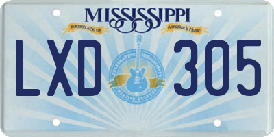 MS license plate LXD305