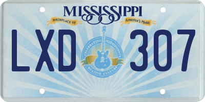 MS license plate LXD307