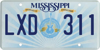 MS license plate LXD311