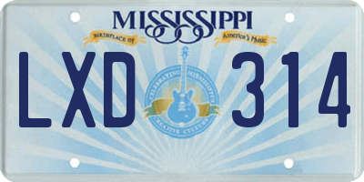 MS license plate LXD314