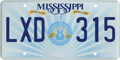 MS license plate LXD315