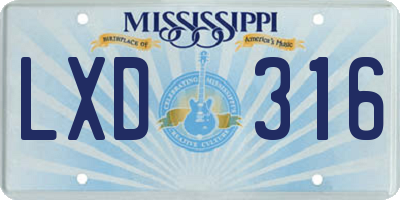 MS license plate LXD316
