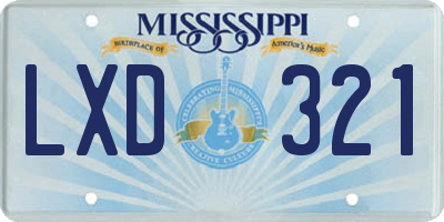 MS license plate LXD321