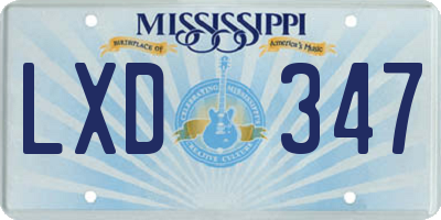 MS license plate LXD347