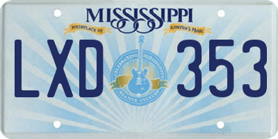 MS license plate LXD353