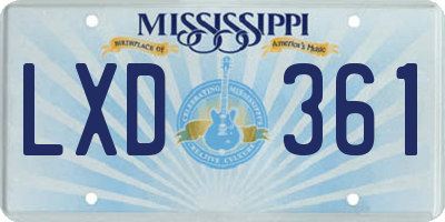 MS license plate LXD361