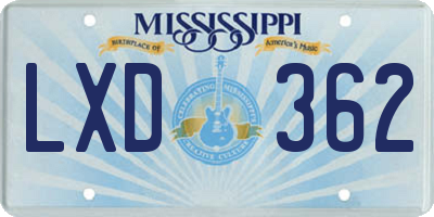 MS license plate LXD362