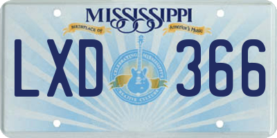 MS license plate LXD366
