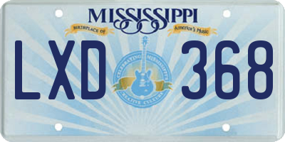 MS license plate LXD368