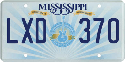 MS license plate LXD370