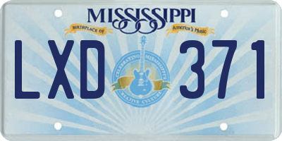 MS license plate LXD371
