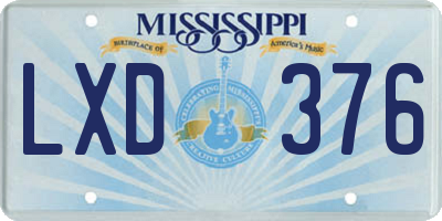 MS license plate LXD376