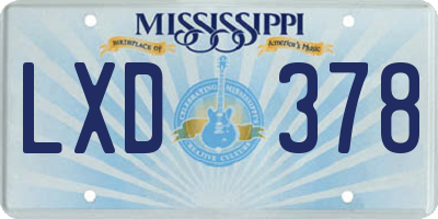 MS license plate LXD378