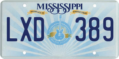 MS license plate LXD389