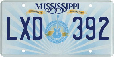 MS license plate LXD392