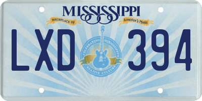 MS license plate LXD394