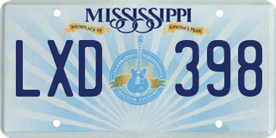 MS license plate LXD398