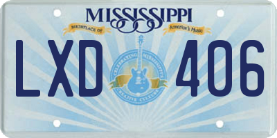 MS license plate LXD406