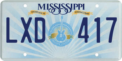 MS license plate LXD417