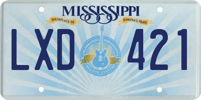 MS license plate LXD421