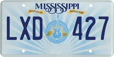 MS license plate LXD427
