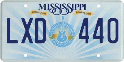 MS license plate LXD440