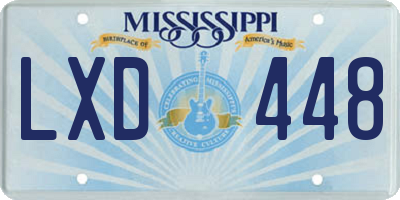 MS license plate LXD448