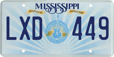 MS license plate LXD449