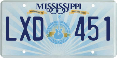 MS license plate LXD451