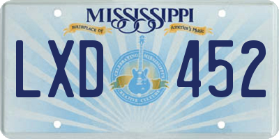 MS license plate LXD452